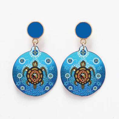 James Jacko Medicine Turtle Vegan Leather Earrings - Tricia's Gems