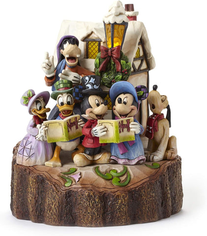 Disney Traditions by Jim Shore Mickey and Friends Caroling Light-Up Stone Resin Figurine