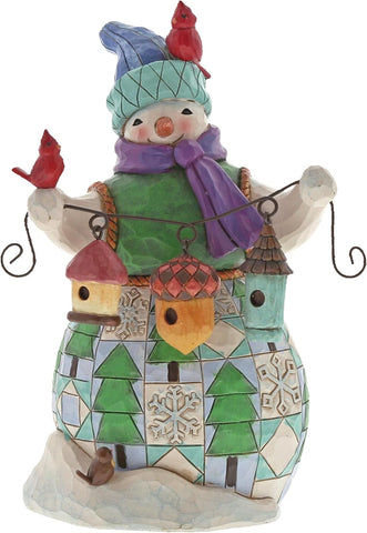 Jim Shore Heartwood Creek Festive Friends Flock Together Snowman with Birdhouse