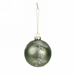 Sage Green Glitter Ball Ornament 3"