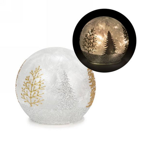 Led Globe With Gold And Silver Trees