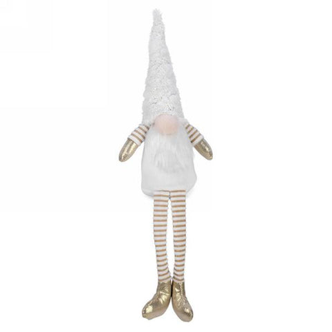 Sitting Gnome In White & Gold