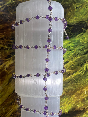 Permanent Jewelry Amethyst Silver Chain