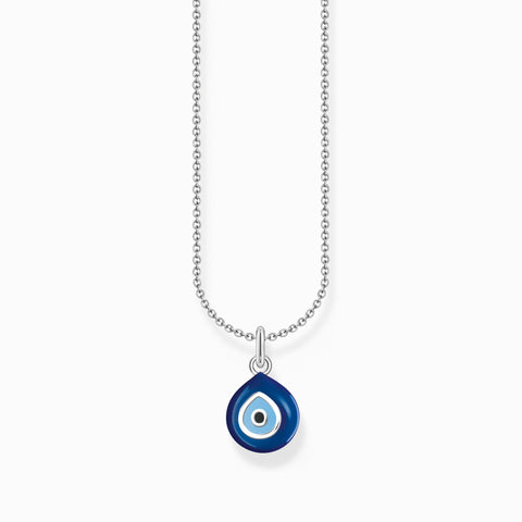 Silver Necklace With Nazar's Eye Pendant And Cold Enamel