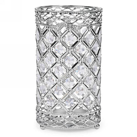 Silver Candle Holder With Gems