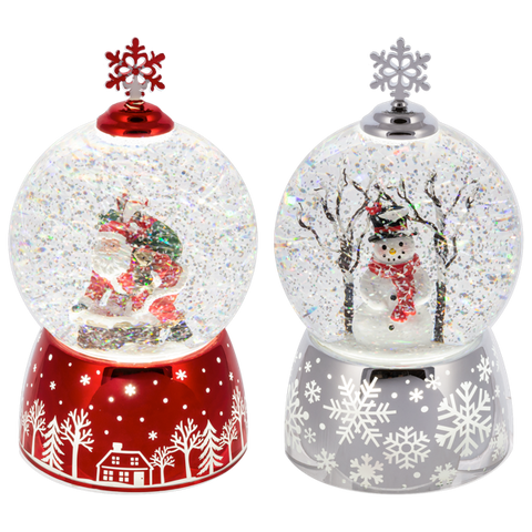 LED Light Up Shimmer Santa & Snowman Globes