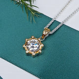 Silver And 10k Gold Celestial Pendant - Moissanite