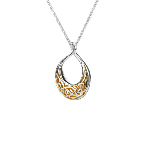 Window to the Soul Small Teardrop Pendant, Sterling Silver+22k Gilded