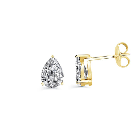 Gold-ip-s.steel 8mm-pear White-cz Stud-earrings | Italgem Steel