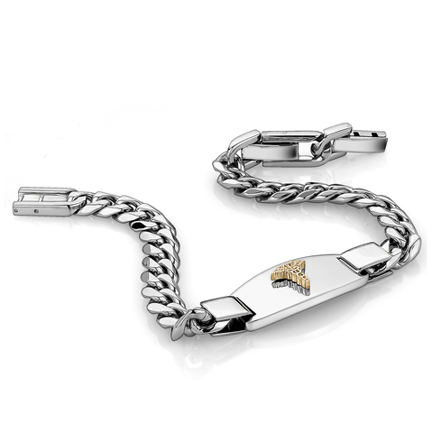 Stainless Steel-Gold-IP Medic-Alert 7.7mm-Curb-Link 8+0.5"-Bracelet