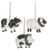 Folk Art Farm Animal Ornaments