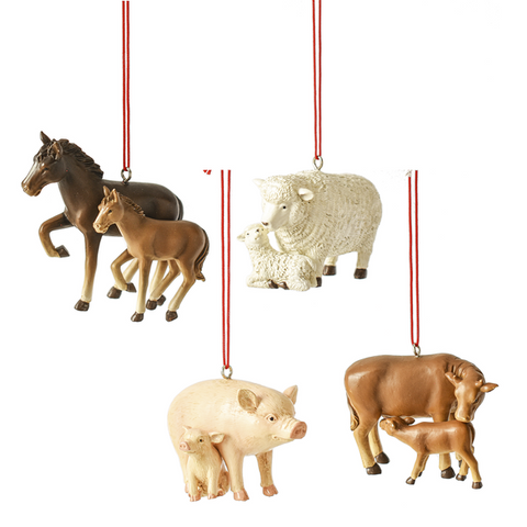 Farm Animal with Baby Ornaments